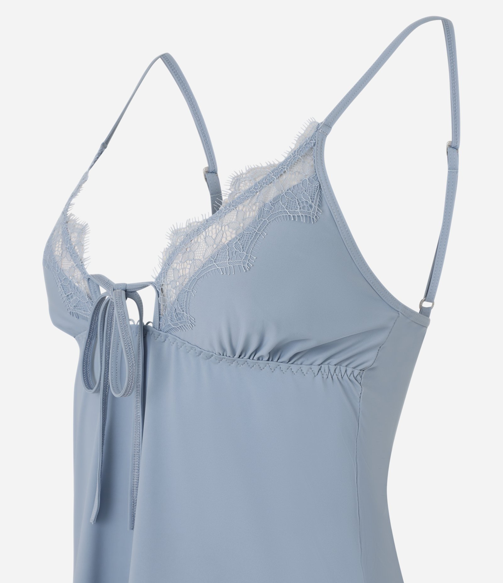 Pijama Short Doll em Microfibra com Detalhes em Renda Azul 6