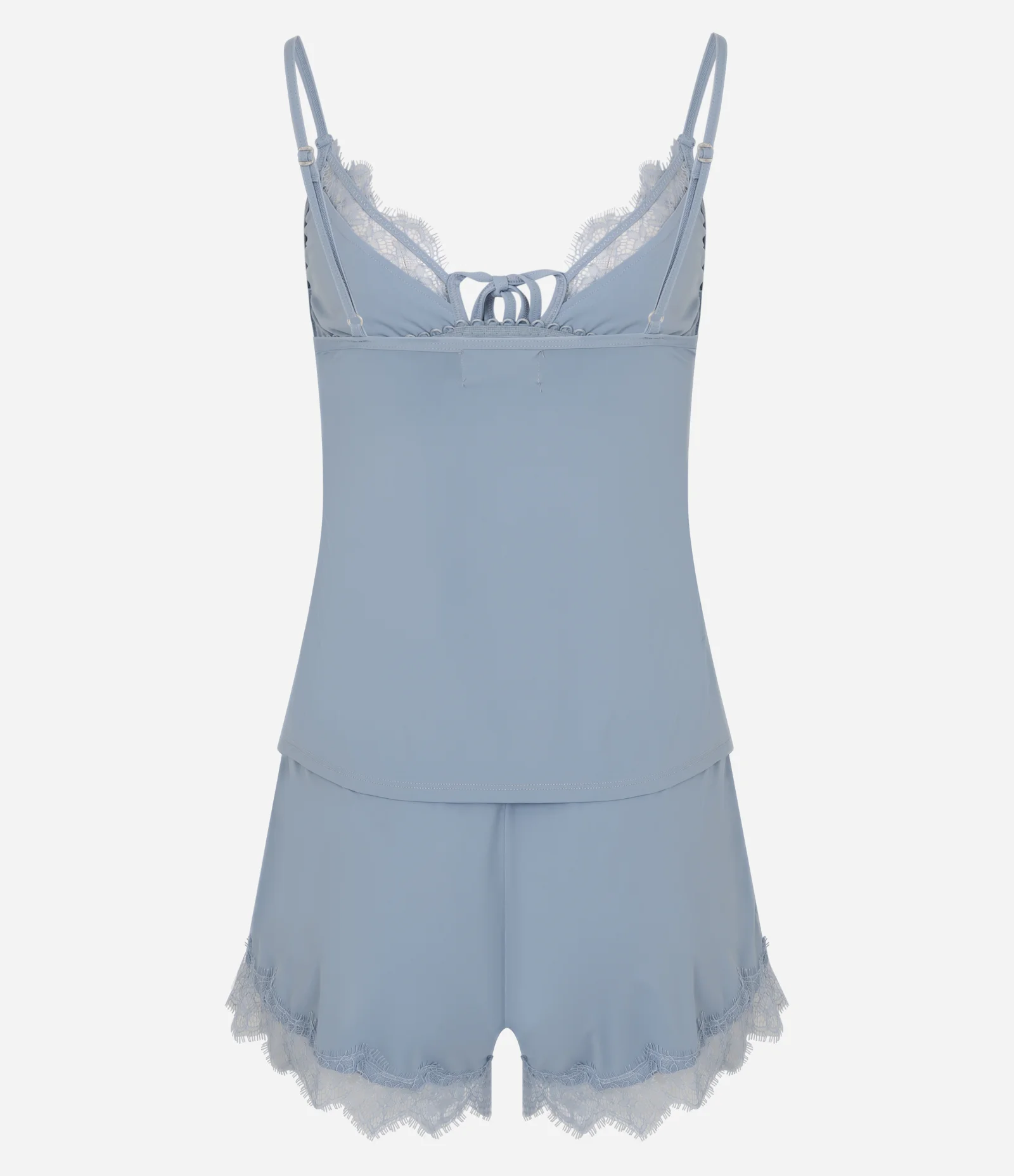 Pijama Short Doll em Microfibra com Detalhes em Renda Azul 7