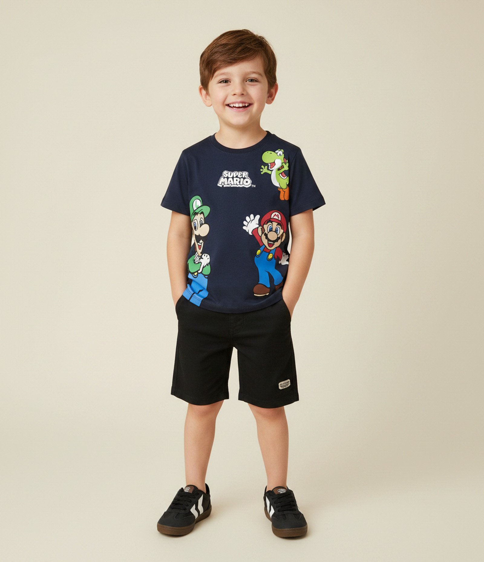 Bermuda Infantil em Sarja com Bolsos – Tam 1 a 6 Anos Preto 1