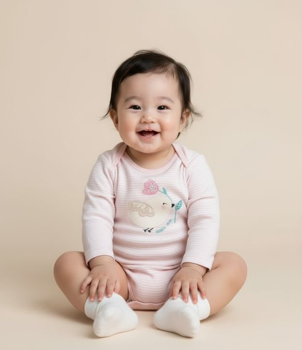 Body Infantil com Estampa Pássaro e Flor - Tam RN a 18 meses