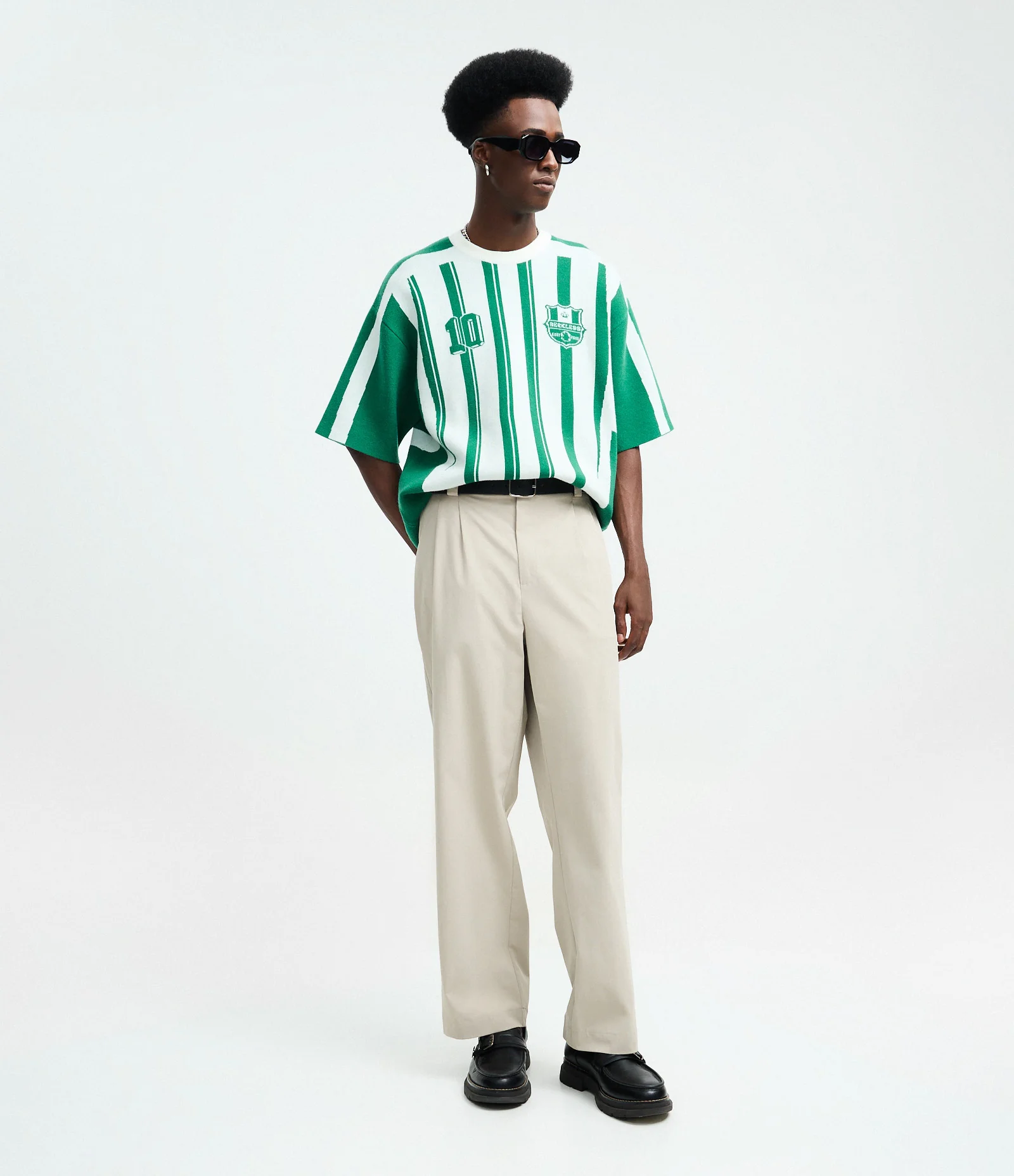 Camiseta em Tricô Listrada Reckless Branco/Verde 2