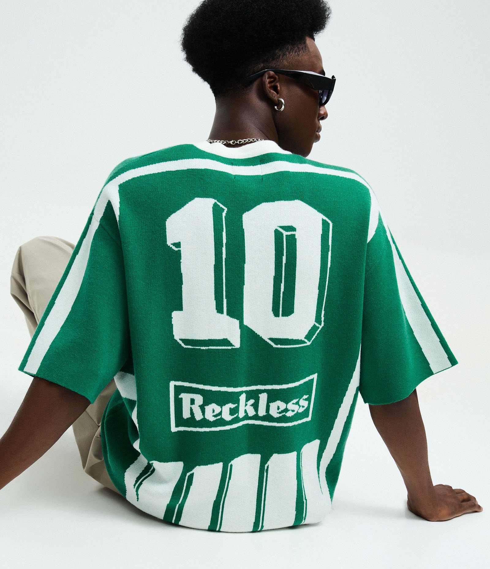 Camiseta em Tricô Listrada Reckless Branco/Verde 3