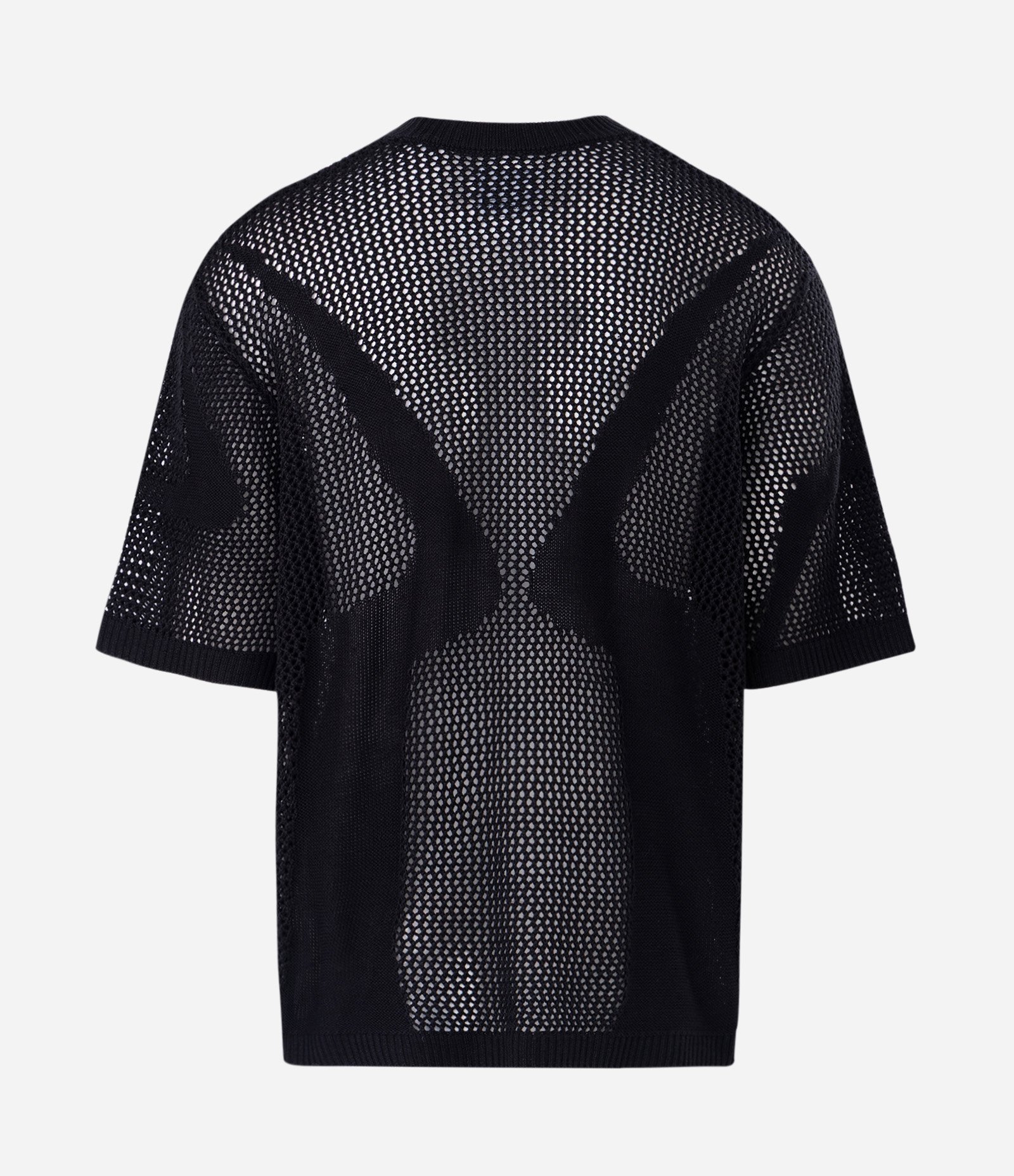 Camiseta Oversized Manga Curta Efeito Tricô e Jacquard com Padrões Preto 6