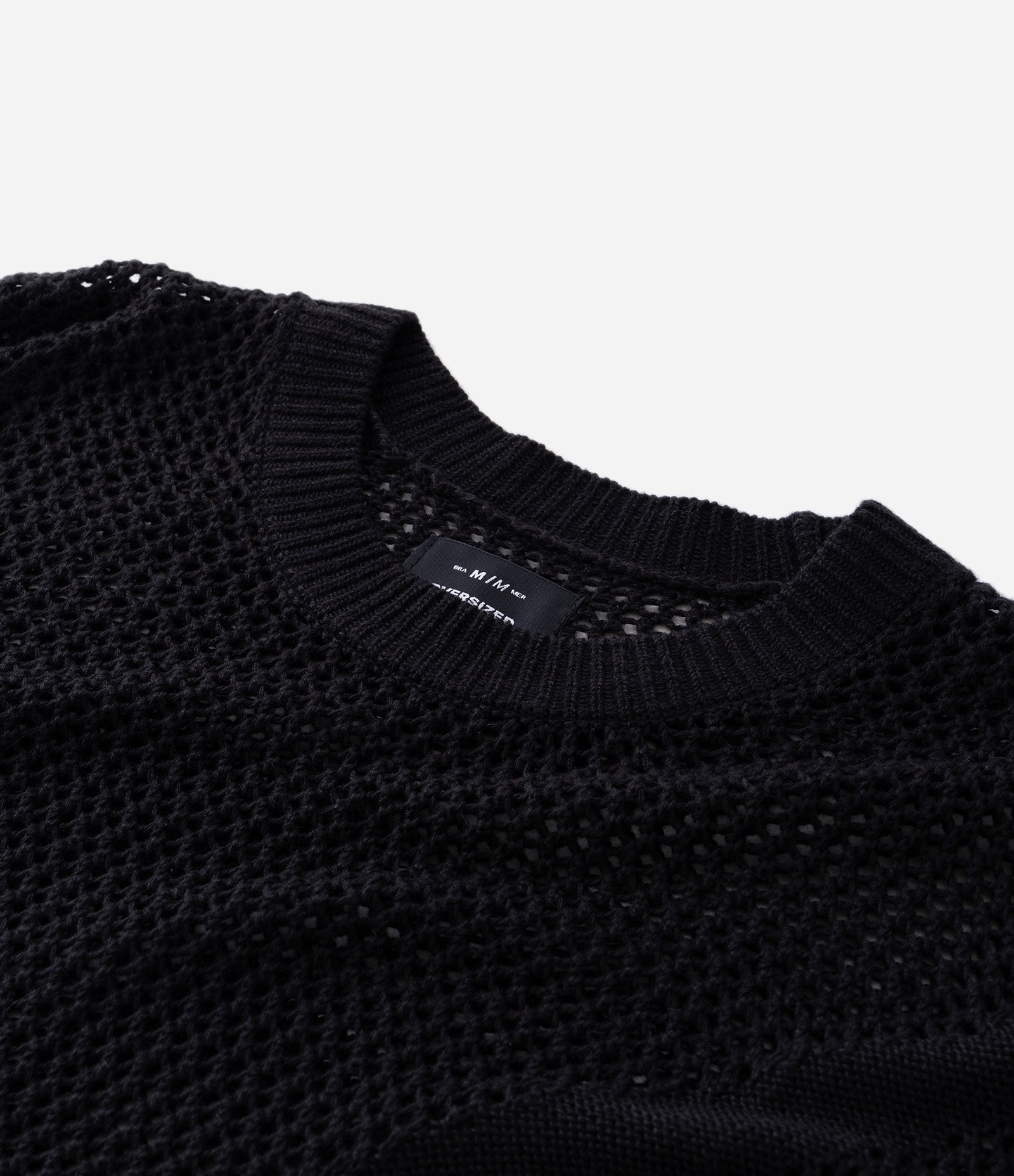 Camiseta Oversized Manga Curta Efeito Tricô e Jacquard com Padrões Preto 10