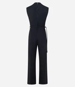 Macacão em Orly com Passantes e Cinto Afivelado