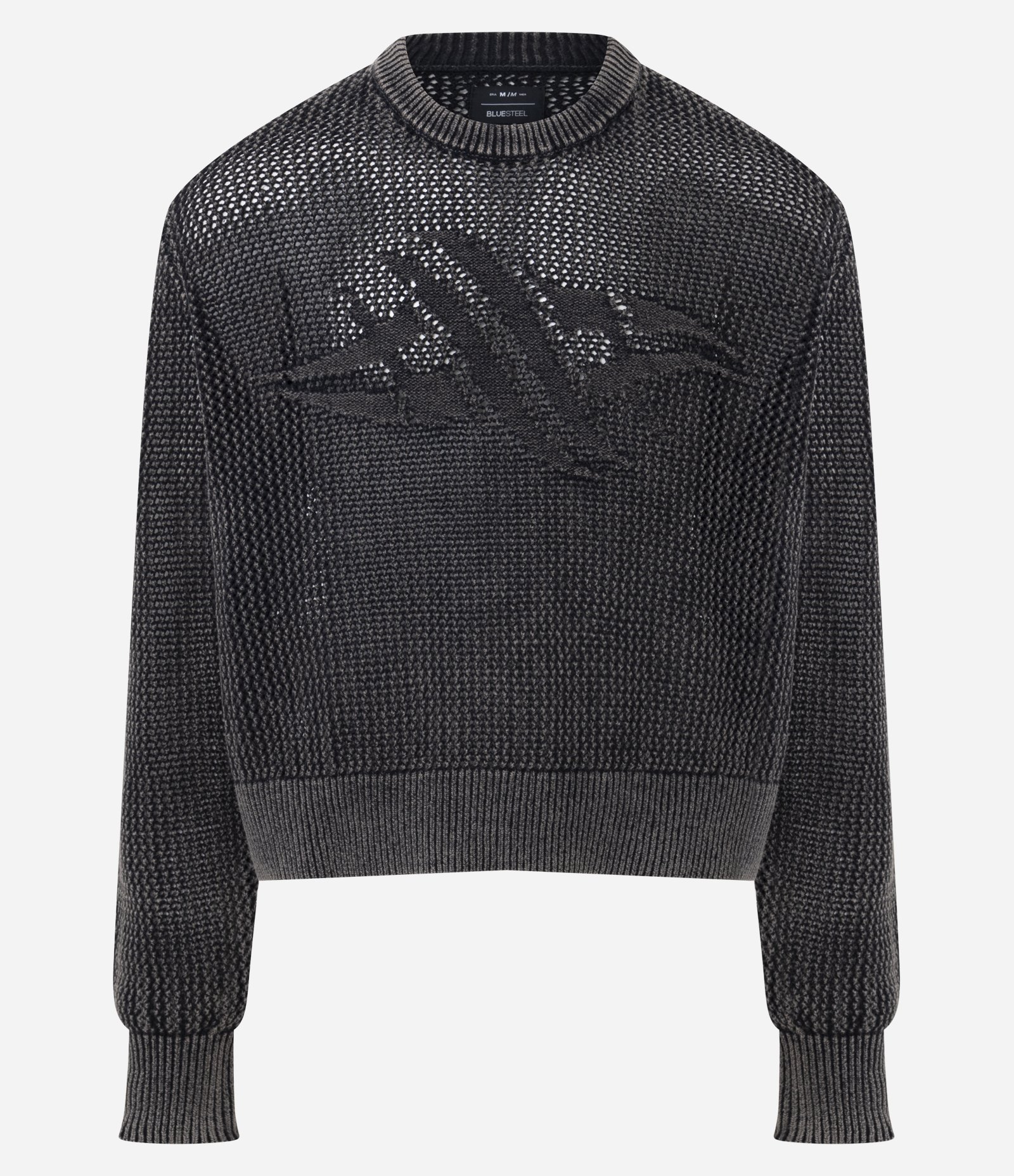 Suéter em Tricô Texturizado com Detalhe Jacquard Localizado Cinza Metalizado 5