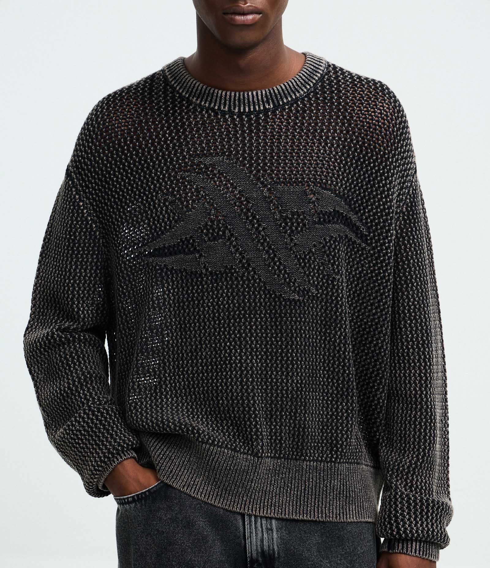 Suéter em Tricô Texturizado com Detalhe Jacquard Localizado Cinza Metalizado 3