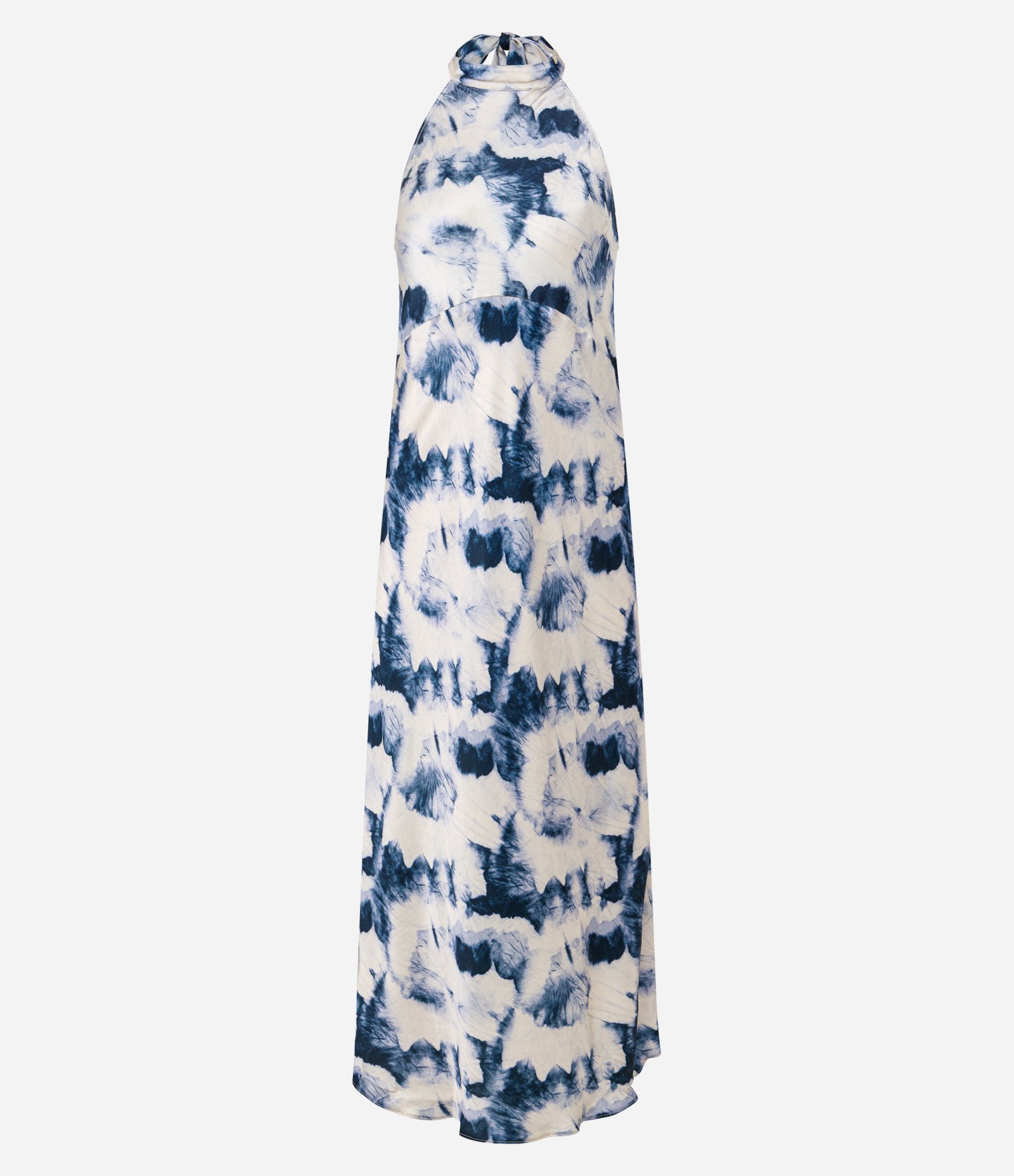 Vestido Slip Longo em Cetim com Estampa Abstrata Azul/Off White 8