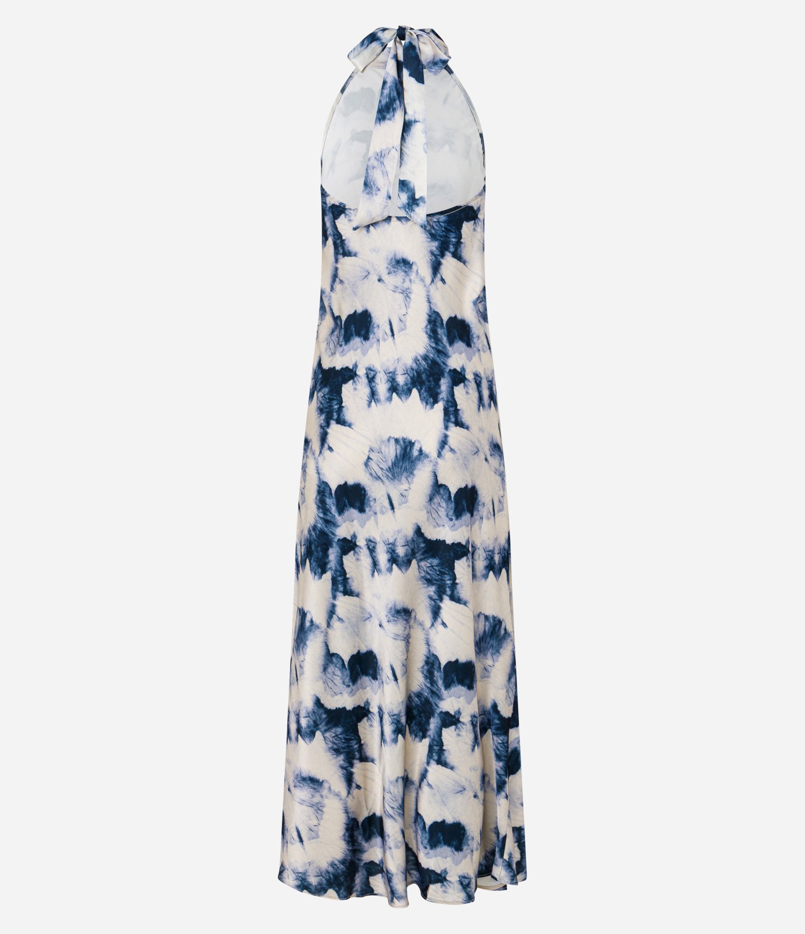 Vestido Slip Longo em Cetim com Estampa Abstrata Azul/Off White 9