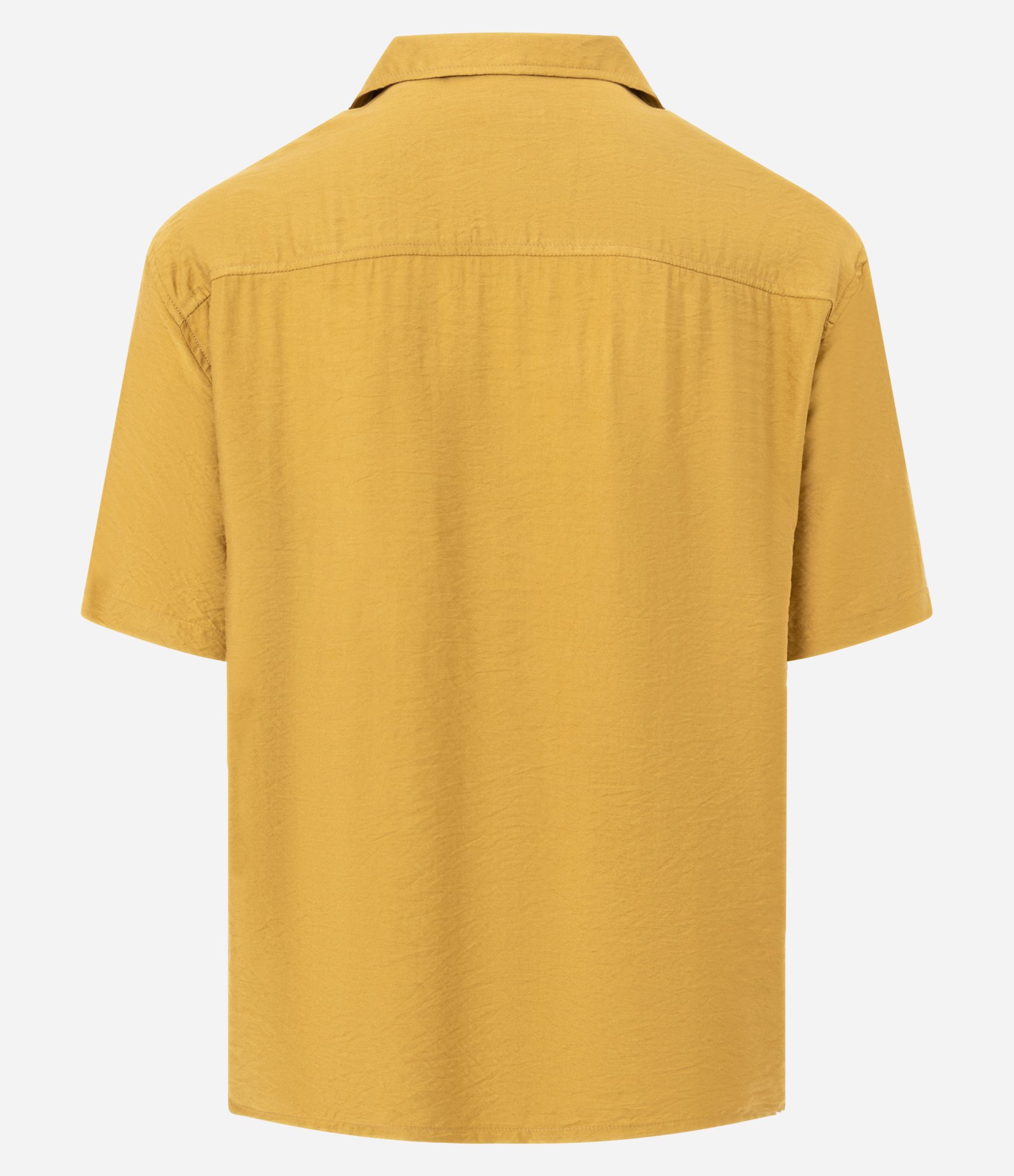 Camisa Boxy em Viscose Texturizado e Gola Bowling Amarelo 7