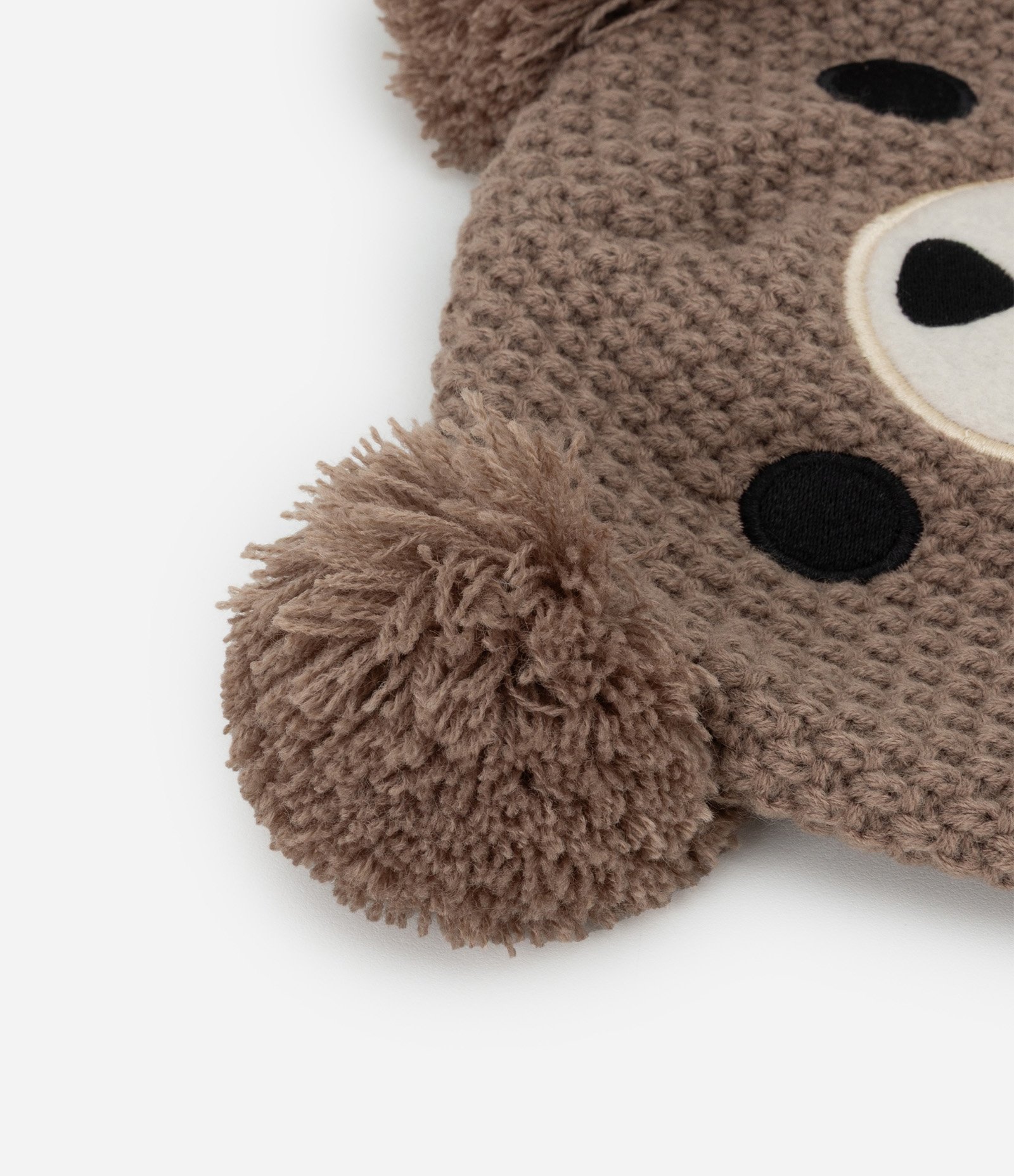 Touca Infantil em Efeito Tricô com Carinha de Urso – Tam 0 a 12 Meses Marrom Taupe 3
