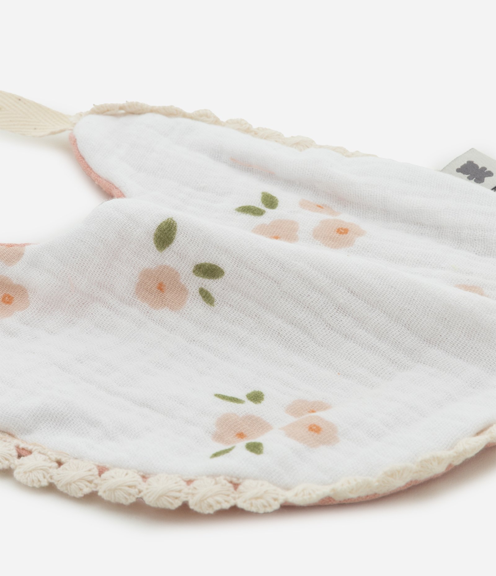 Kit Babador e Laços Infantis com Estampa Floral - Tam Único Rosa/Branco 4