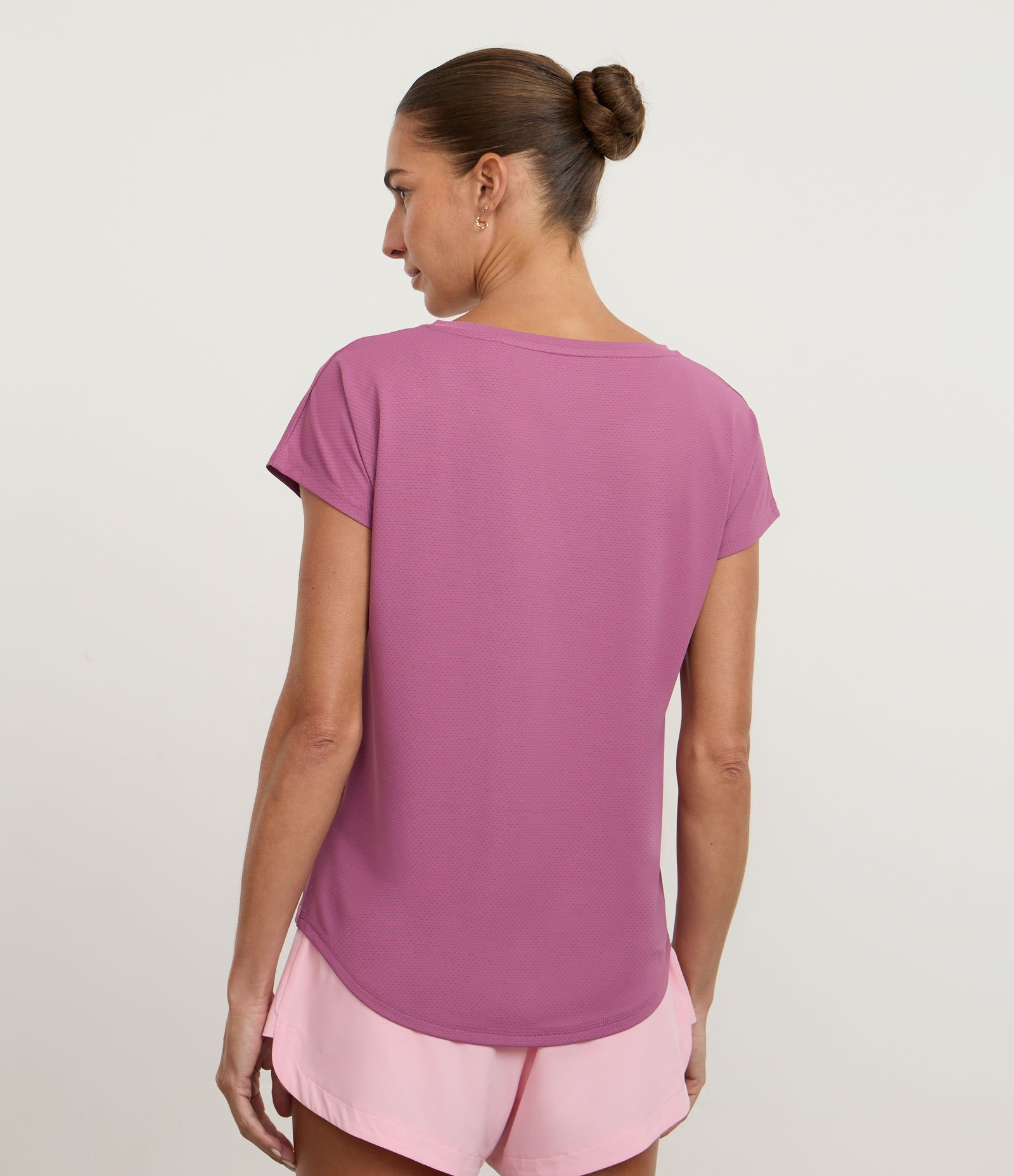 Camiseta Esportiva em Microfibra Texturizada Rosa 4