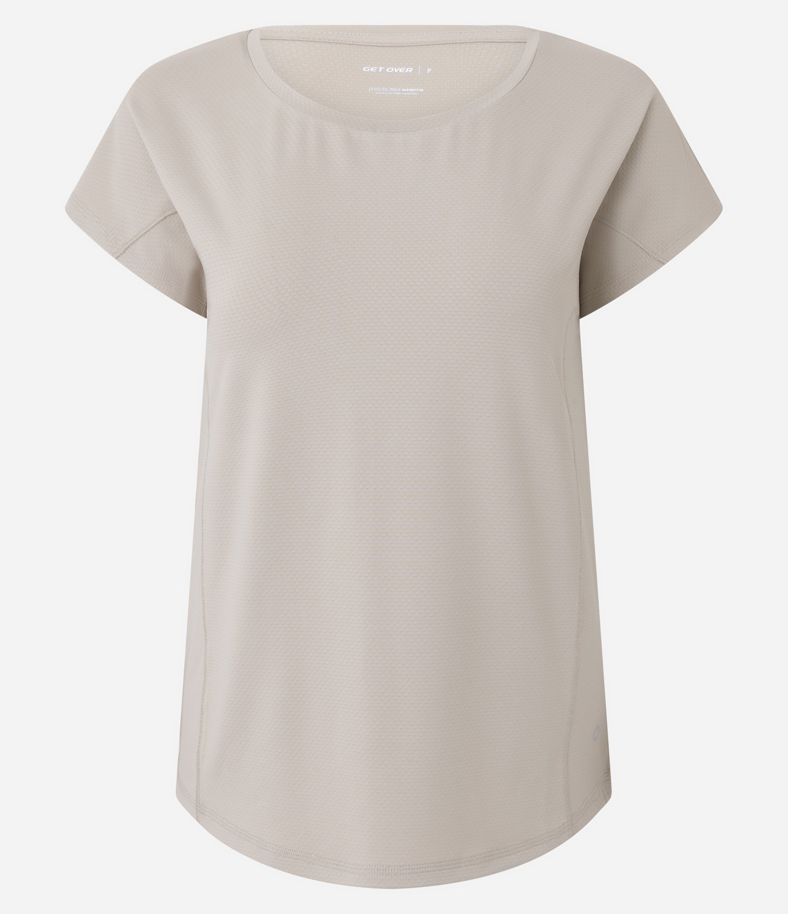 Camiseta Esportiva em Microfibra Texturizada Bege 4