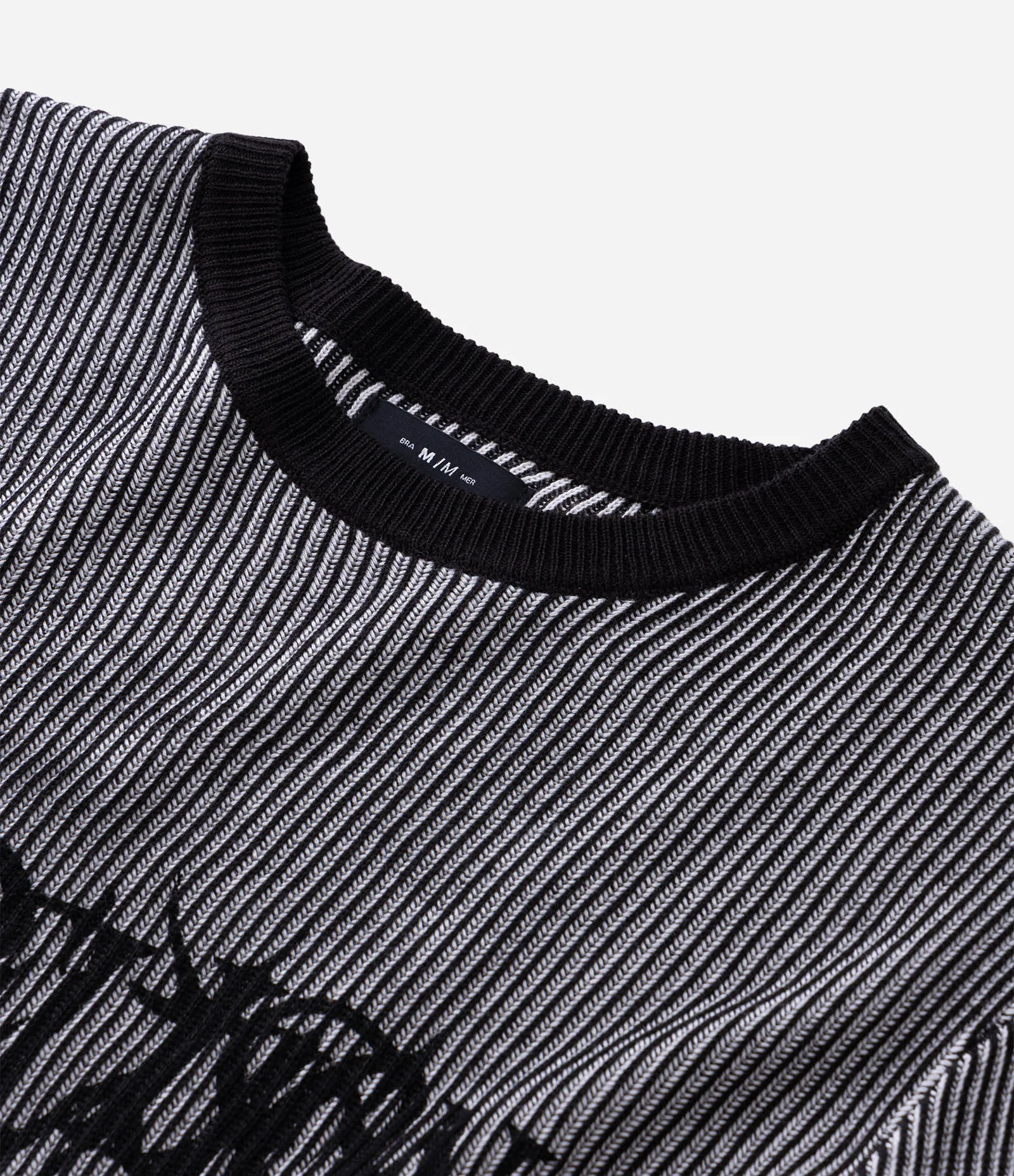 Suéter em Tricô Listrado com Lettering Rebellion Preto 3