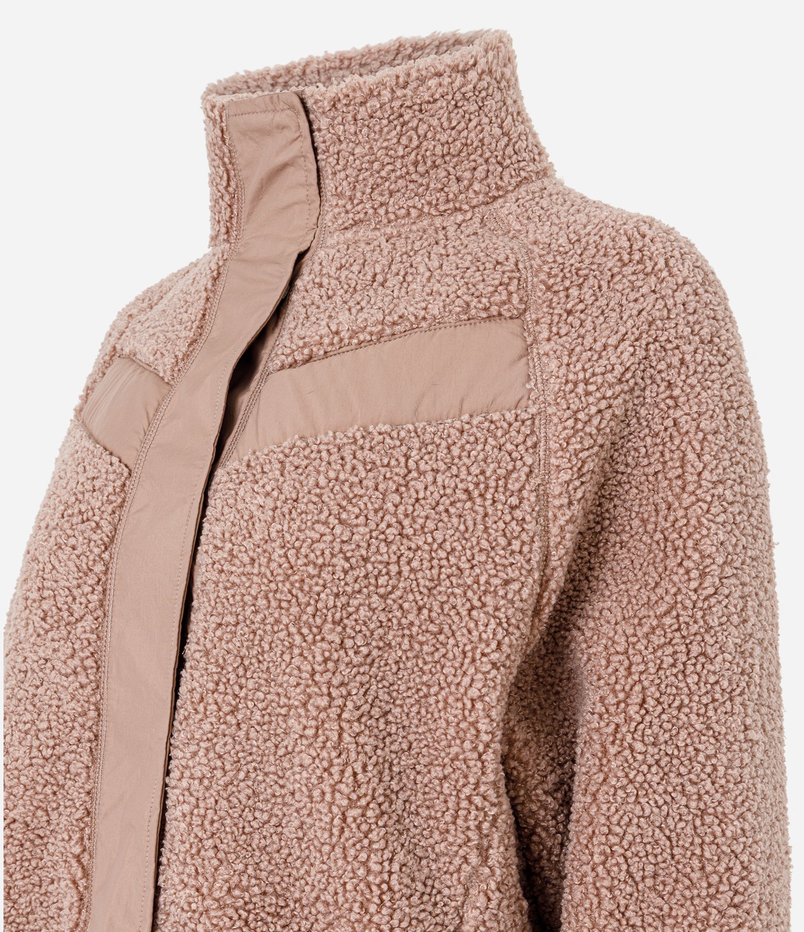Jaqueta Bomber Esportiva em Sherpa com Gola Alta Marrom 6
