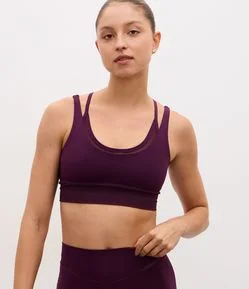 Top Esportivo em Microfibra Liso com Sobreposição e Bojo