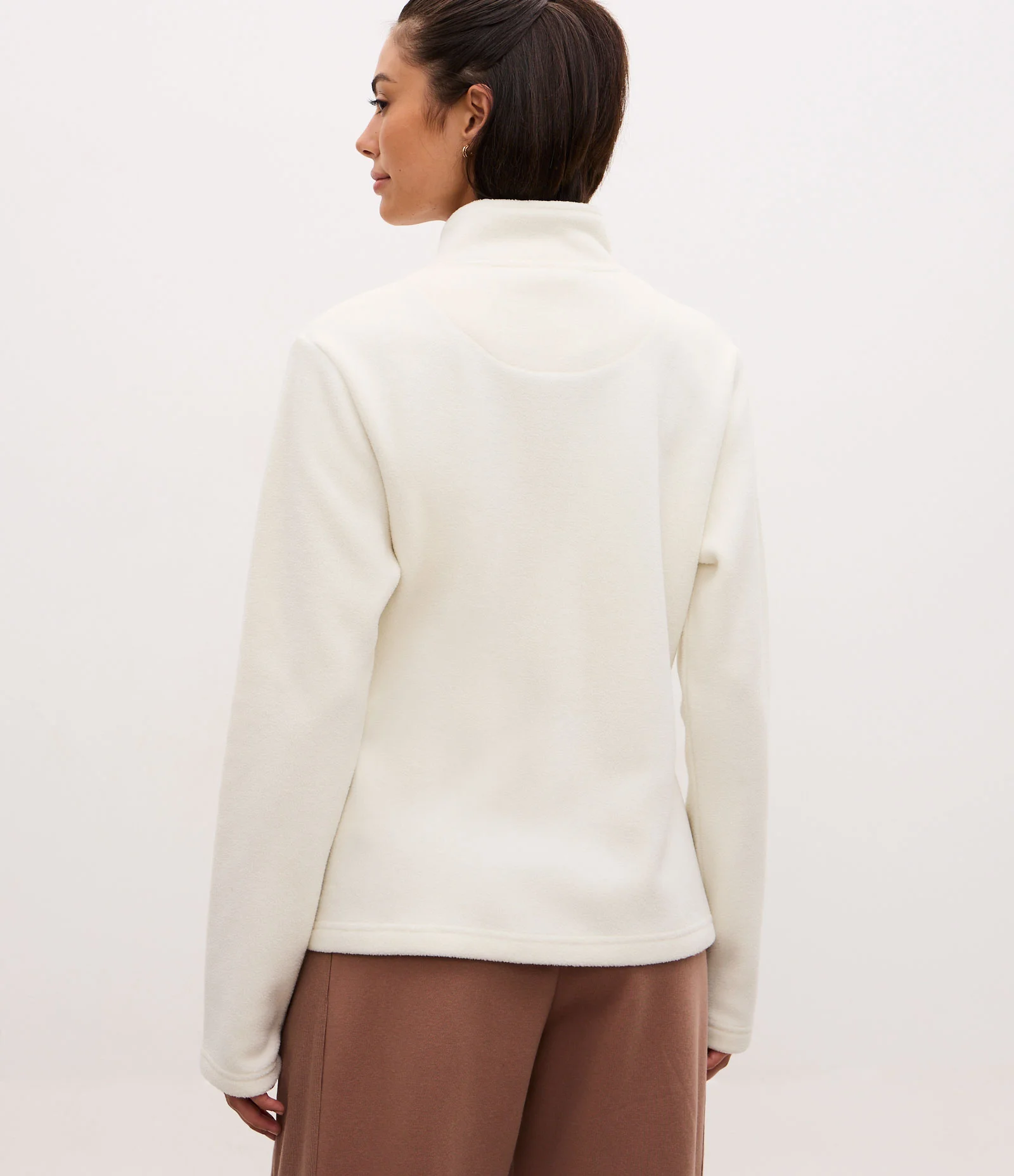 Jaqueta Pesada Esportiva em Fleece com Gola Alta Branco 4