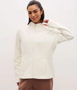 Jaqueta Pesada Esportiva em Fleece com Gola Alta