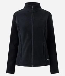 Jaqueta Pesada Esportiva em Fleece com Gola Alta