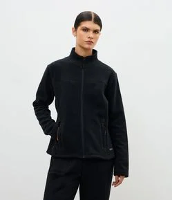 Jaqueta Pesada Esportiva em Fleece com Gola Alta