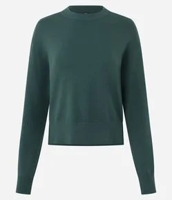 Suéter Boxy em Tricô com Gola e Punhos Canelados