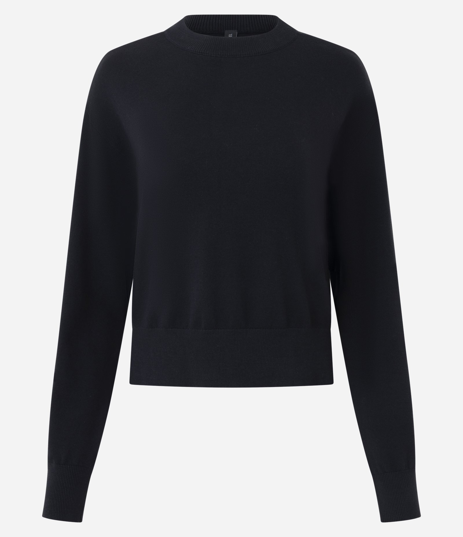 Suéter Boxy em Tricô com Gola e Punhos Canelados Preto 1