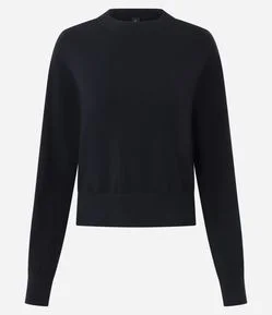 Suéter Boxy em Tricô com Gola e Punhos Canelados