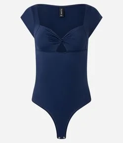 Body em Poliamida com Decote Coração e Nózinho