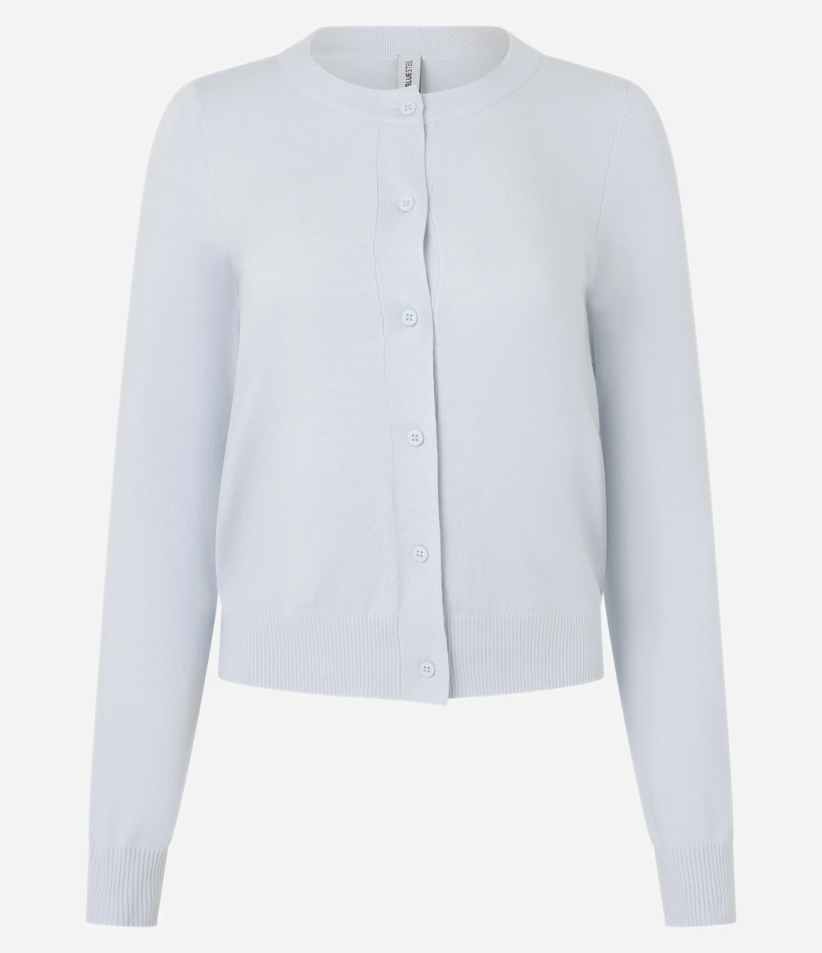 Cardigan Básico em Tricô com Botões e Gola Redonda Azul Claro 2