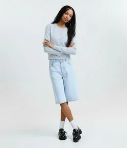 Cardigan Básico em Tricô com Botões e Gola Redonda