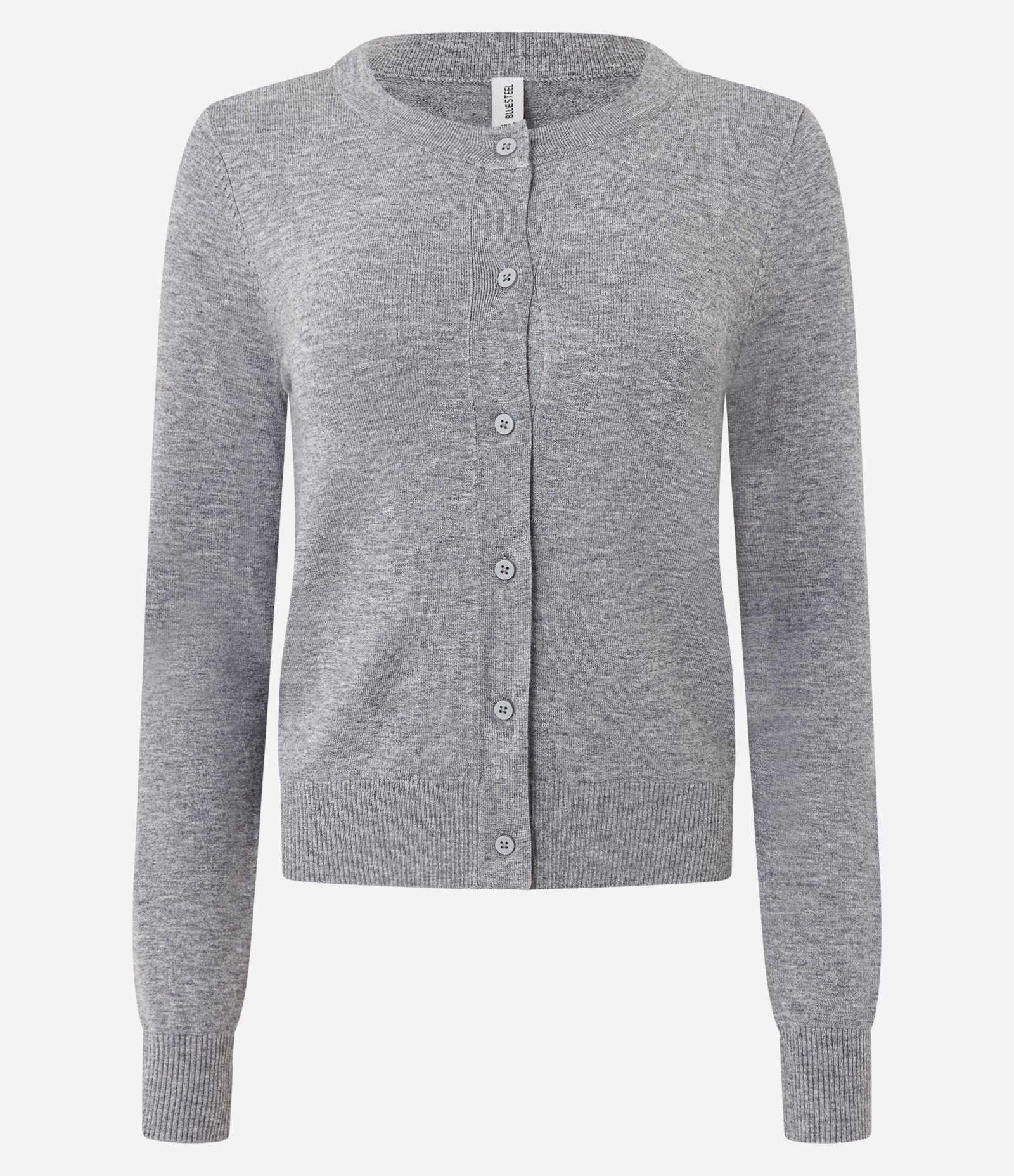 Cardigan Básico em Tricô com Botões e Gola Redonda Cinza 5