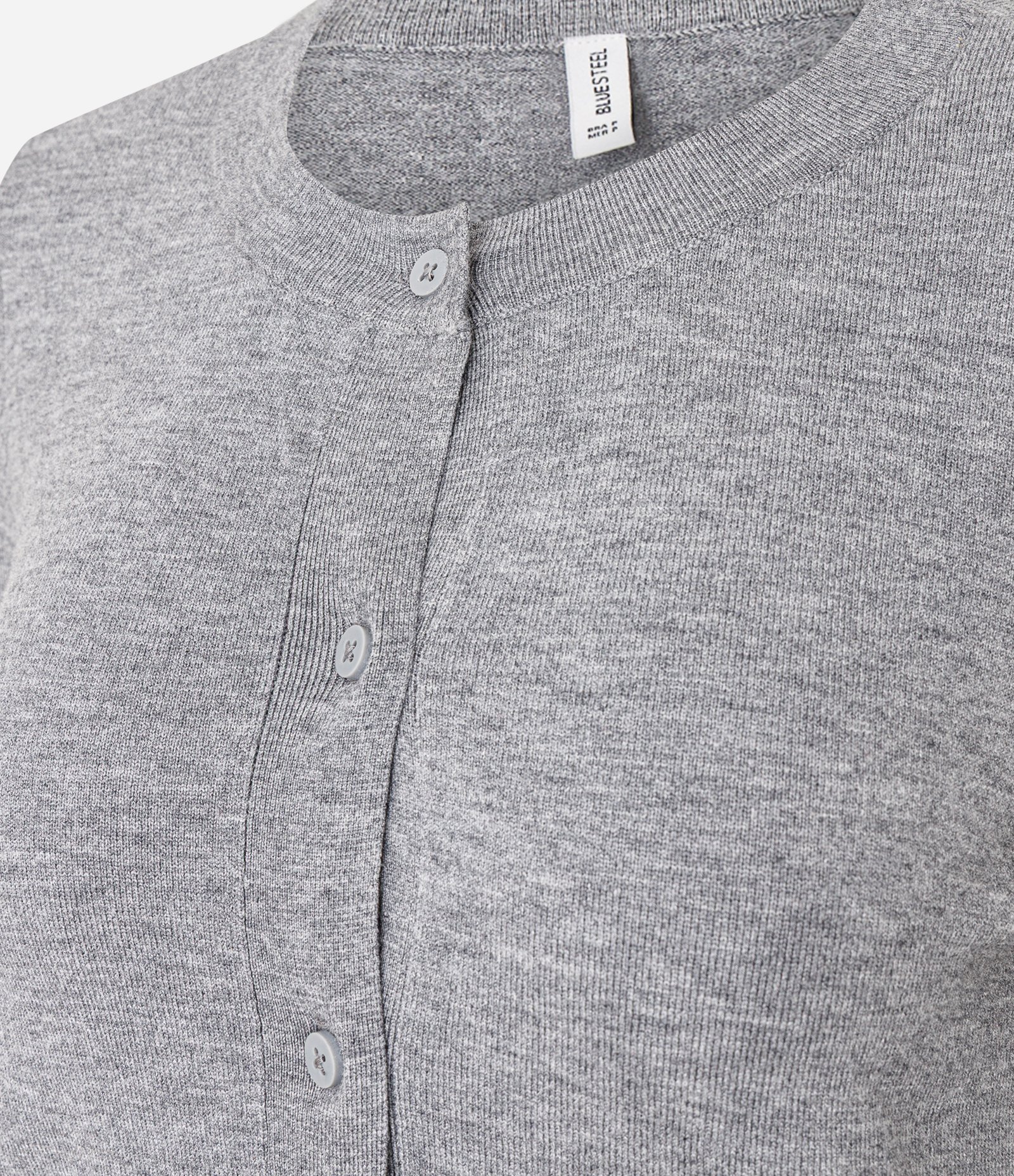 Cardigan Básico em Tricô com Botões e Gola Redonda Cinza 6