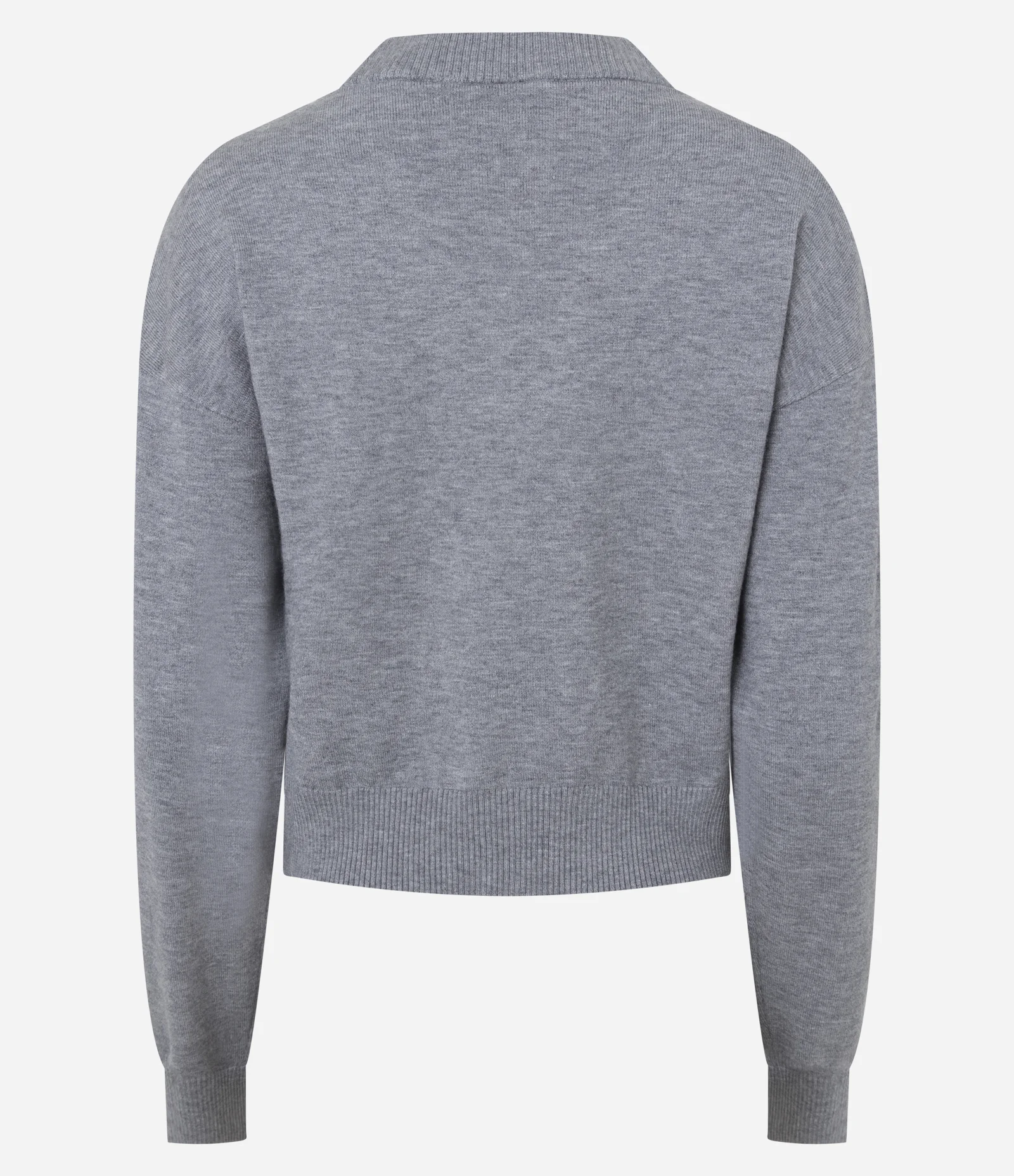 Suéter Regular em Tricô com Decote em V Cinza 2