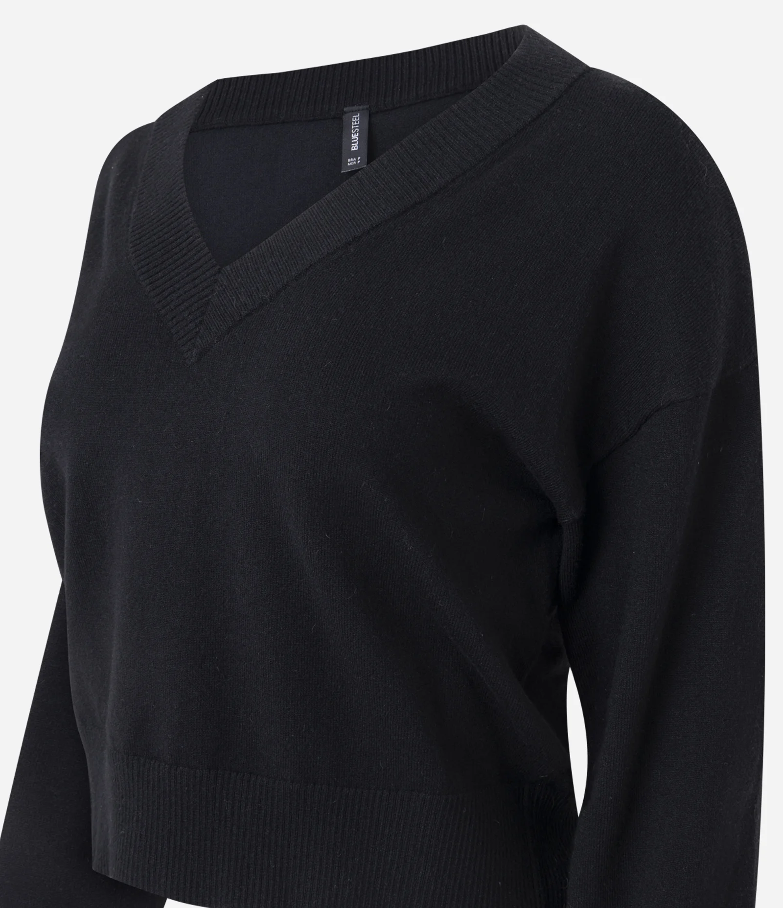 Suéter Regular em Tricô com Decote em V Preto 2