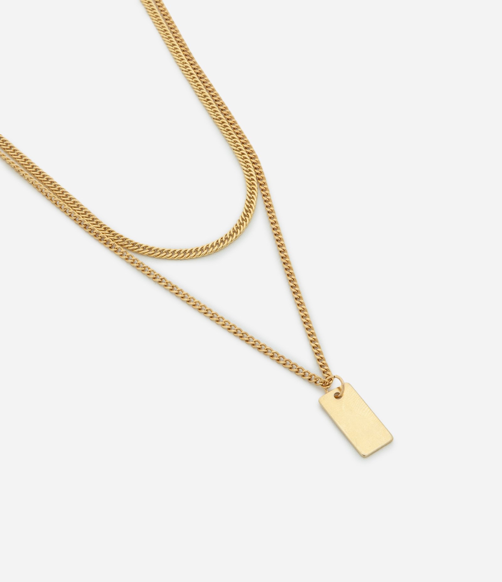 Colar Camadas em Metal com Plaquinha Dourado 2