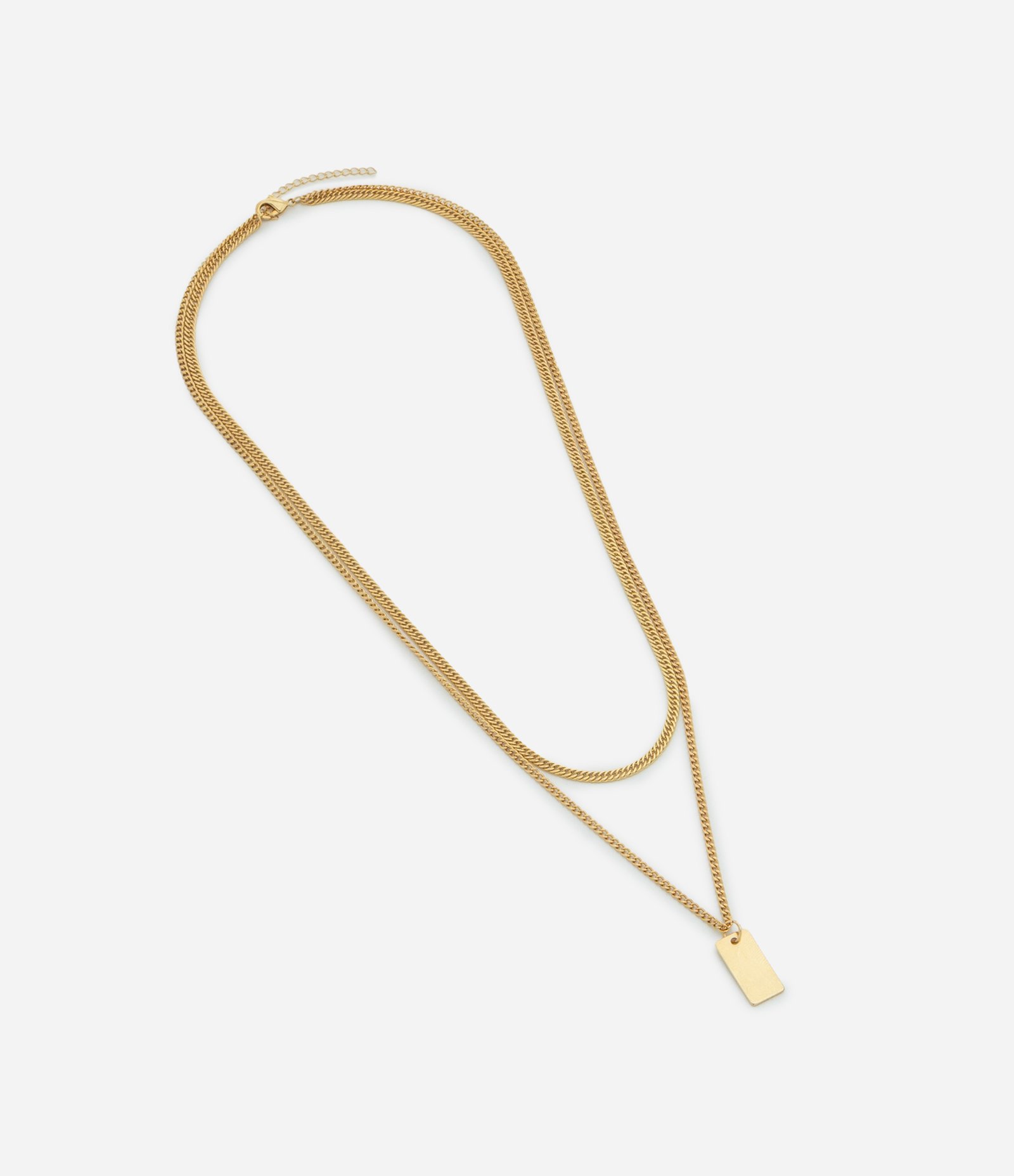 Colar Camadas em Metal com Plaquinha Dourado 3
