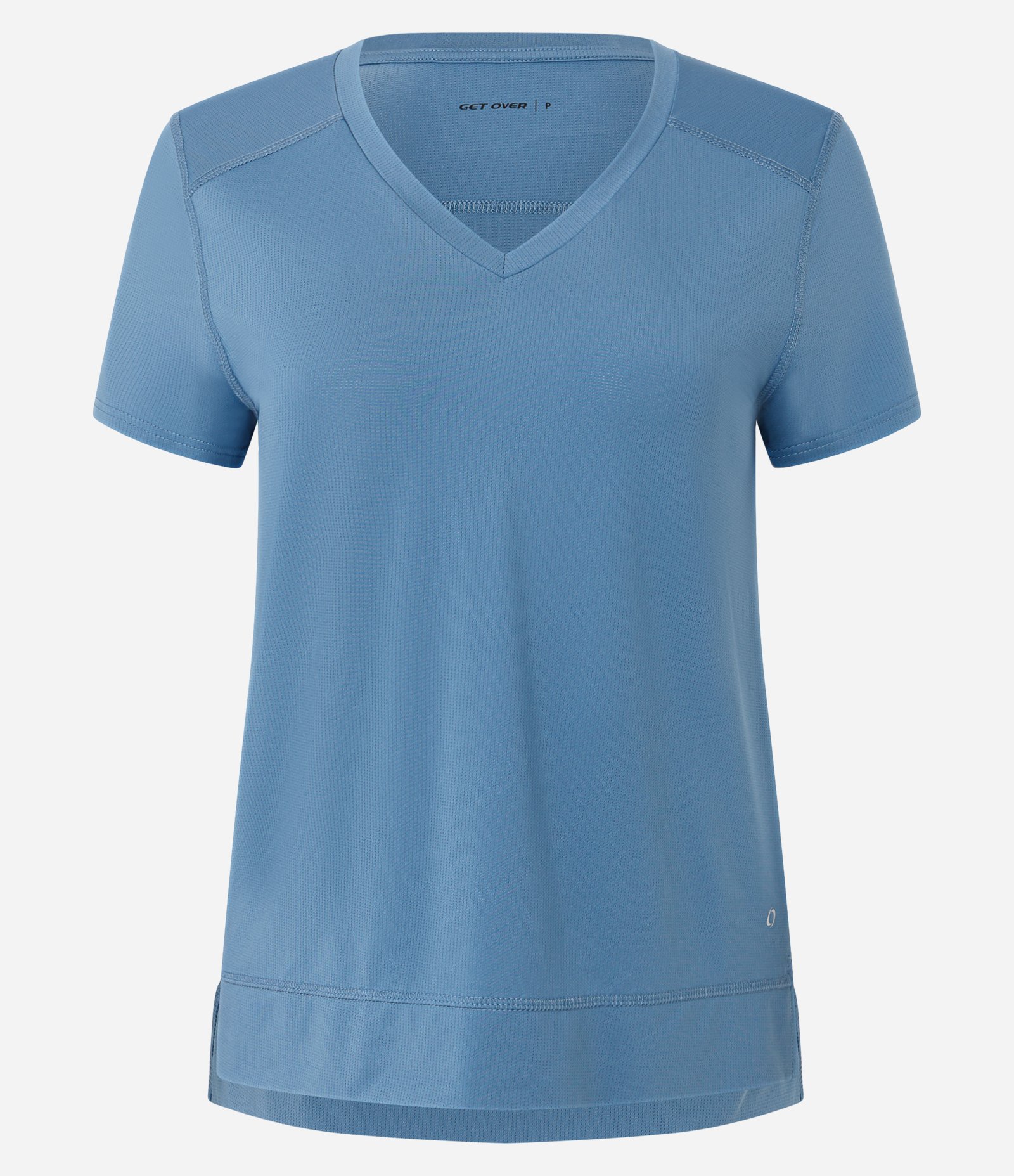 Camiseta Esportiva em Microfibra Furadinha com Barra Mullet Azul 4
