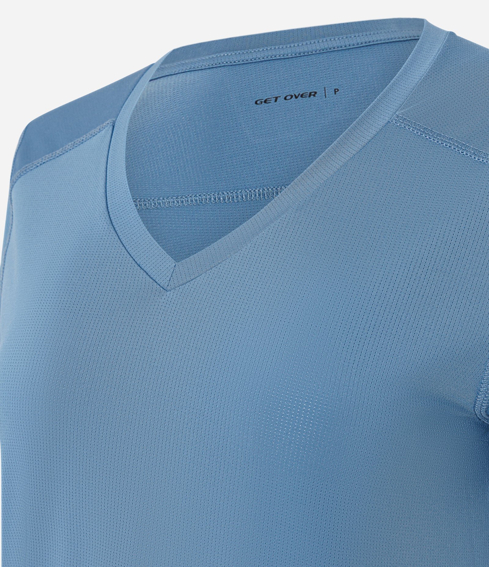 Camiseta Esportiva em Microfibra Furadinha com Barra Mullet Azul 5