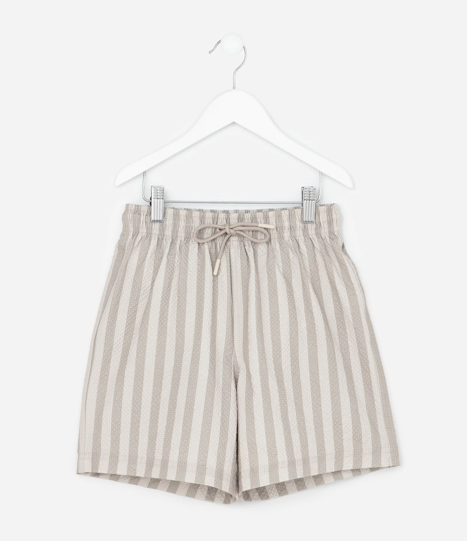 Bermuda Infantil com Listras Texturizadas - Tam 5 a 14 Anos Bege 1