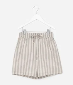 Bermuda Infantil com Listras Texturizadas - Tam 5 a 14 Anos