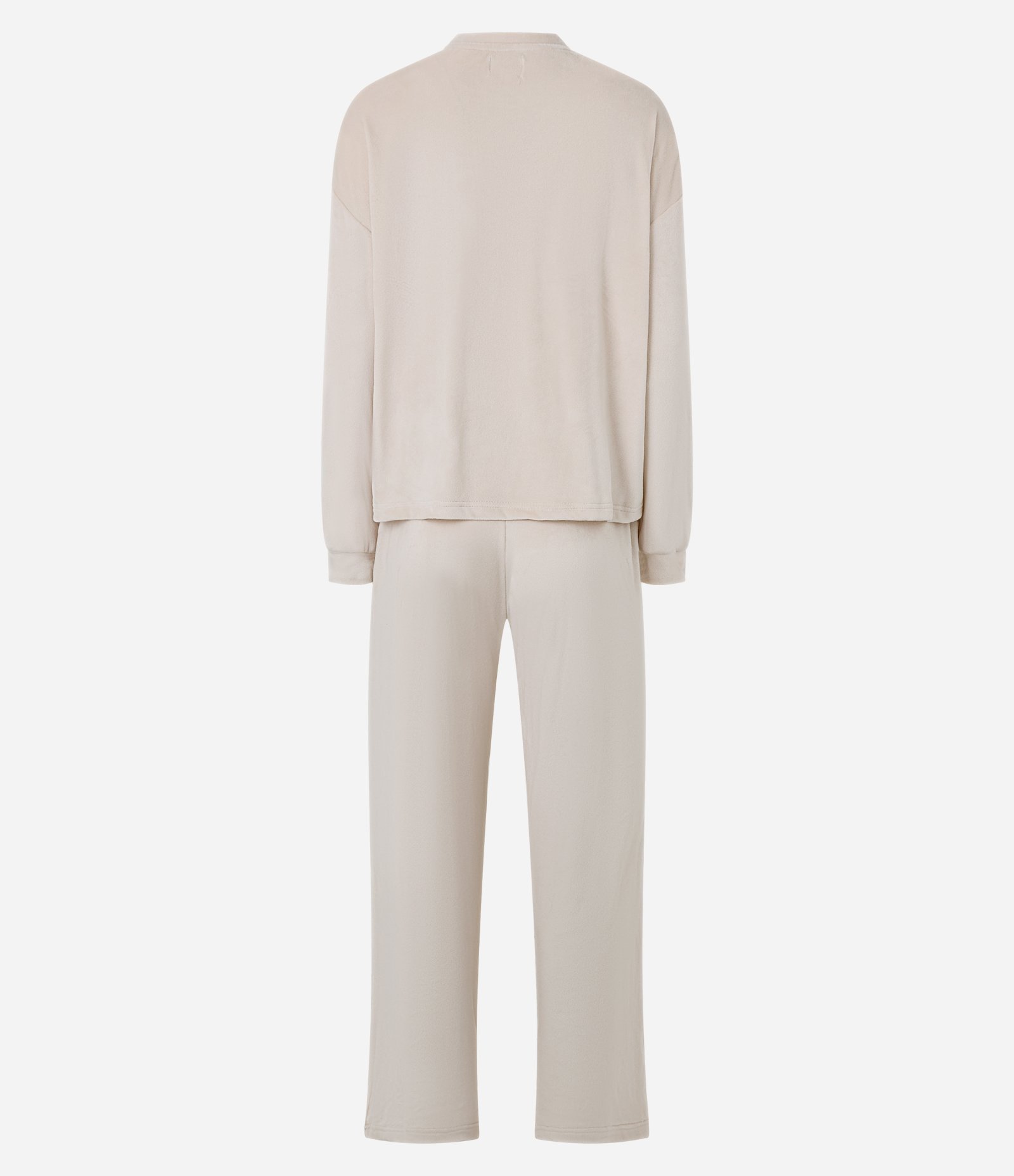 Pijama Pesado Feminino Plush Manga Longa Bege 3