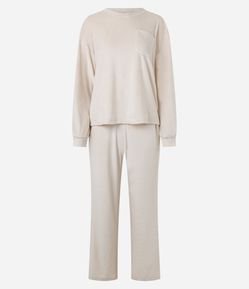 Pijama Pesado Feminino Plush Manga Longa