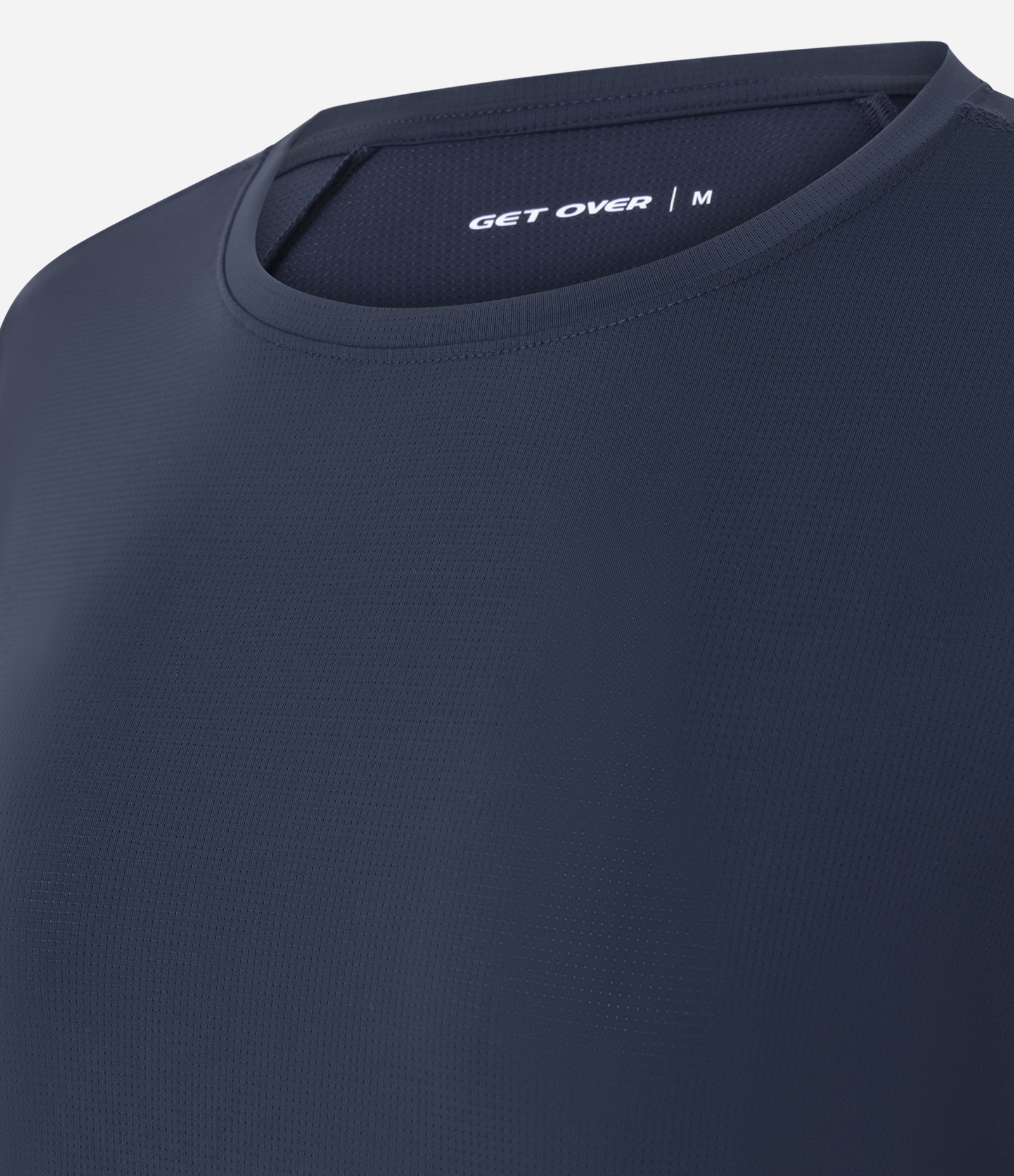 Camiseta Esportiva Manga Curta em Poliamida Azul Marinho 2