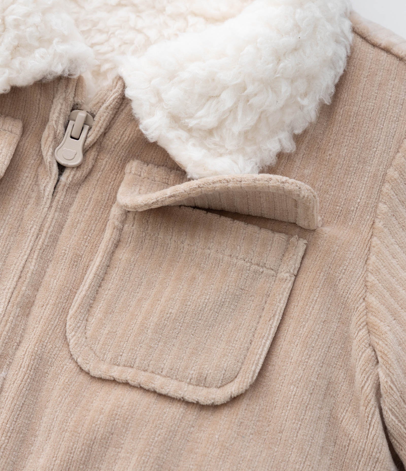 Casaco Infantil Plush Canelado com Sherpa – Tam 0 a 24 Meses Bege Claro 3