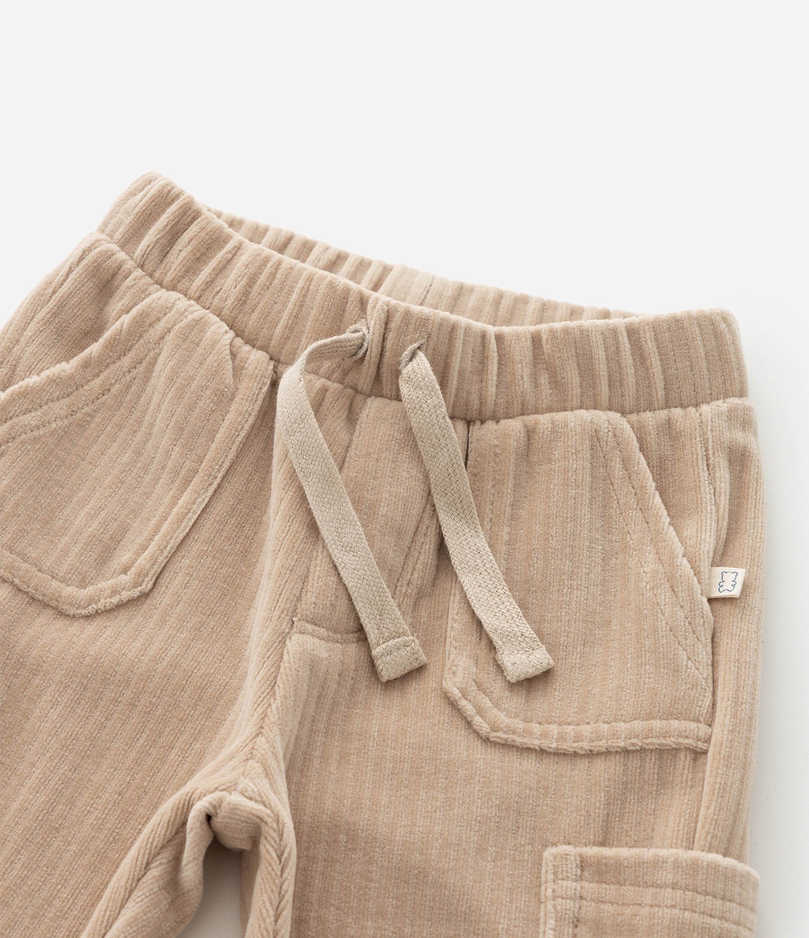 Calça Infantil Canelado com Bolsos Cargo – Tam 0 a 24 Meses Bege Claro 8