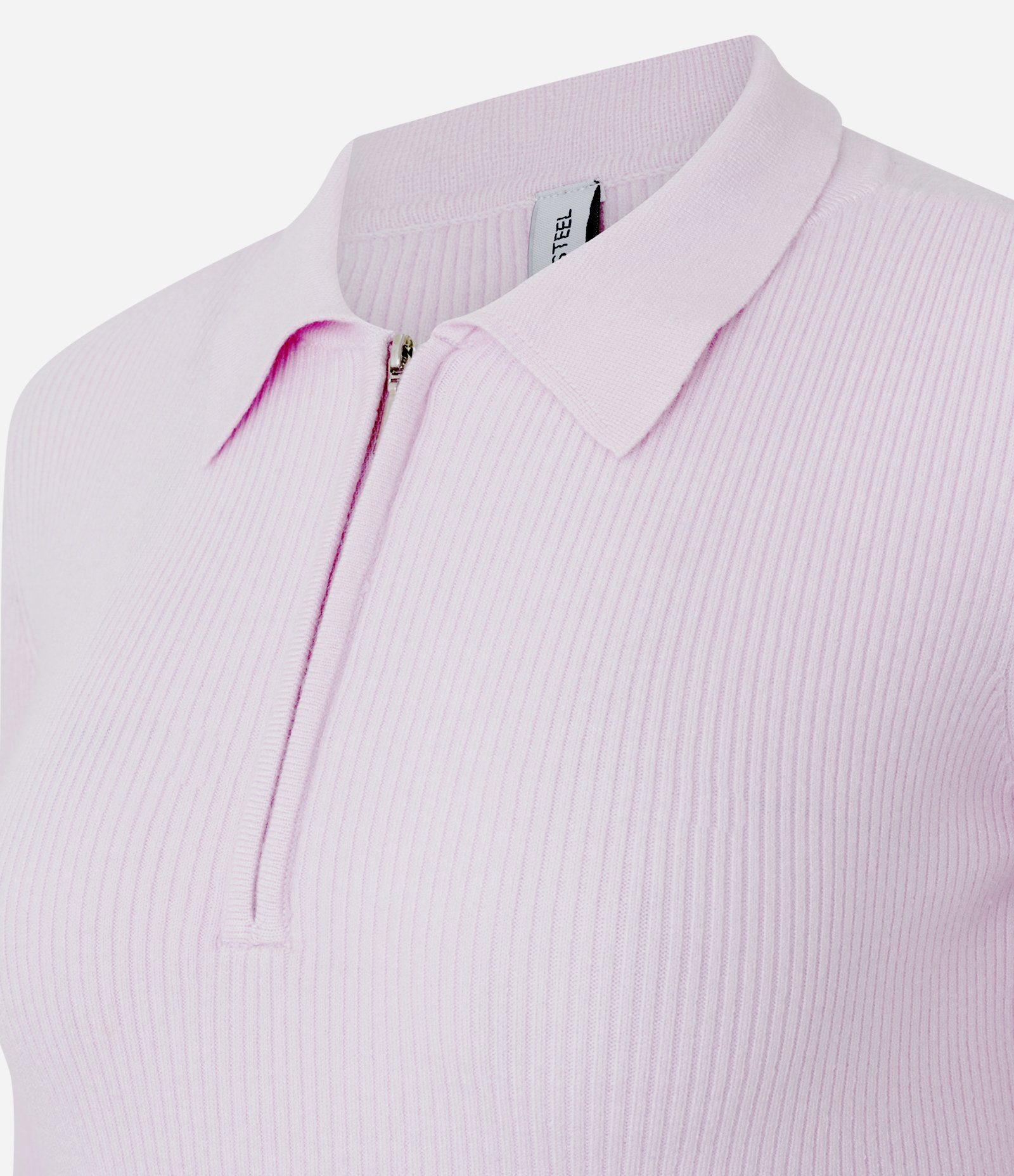 Blusa em Viscose em EfeitoTricô com Gola Polo e Zíper Lilás 2