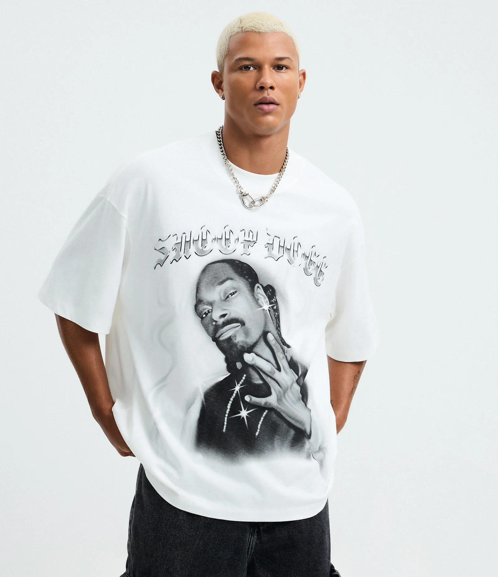 Camiseta Oversized em Algodão com Estampa Snoop Dogg Branco 1