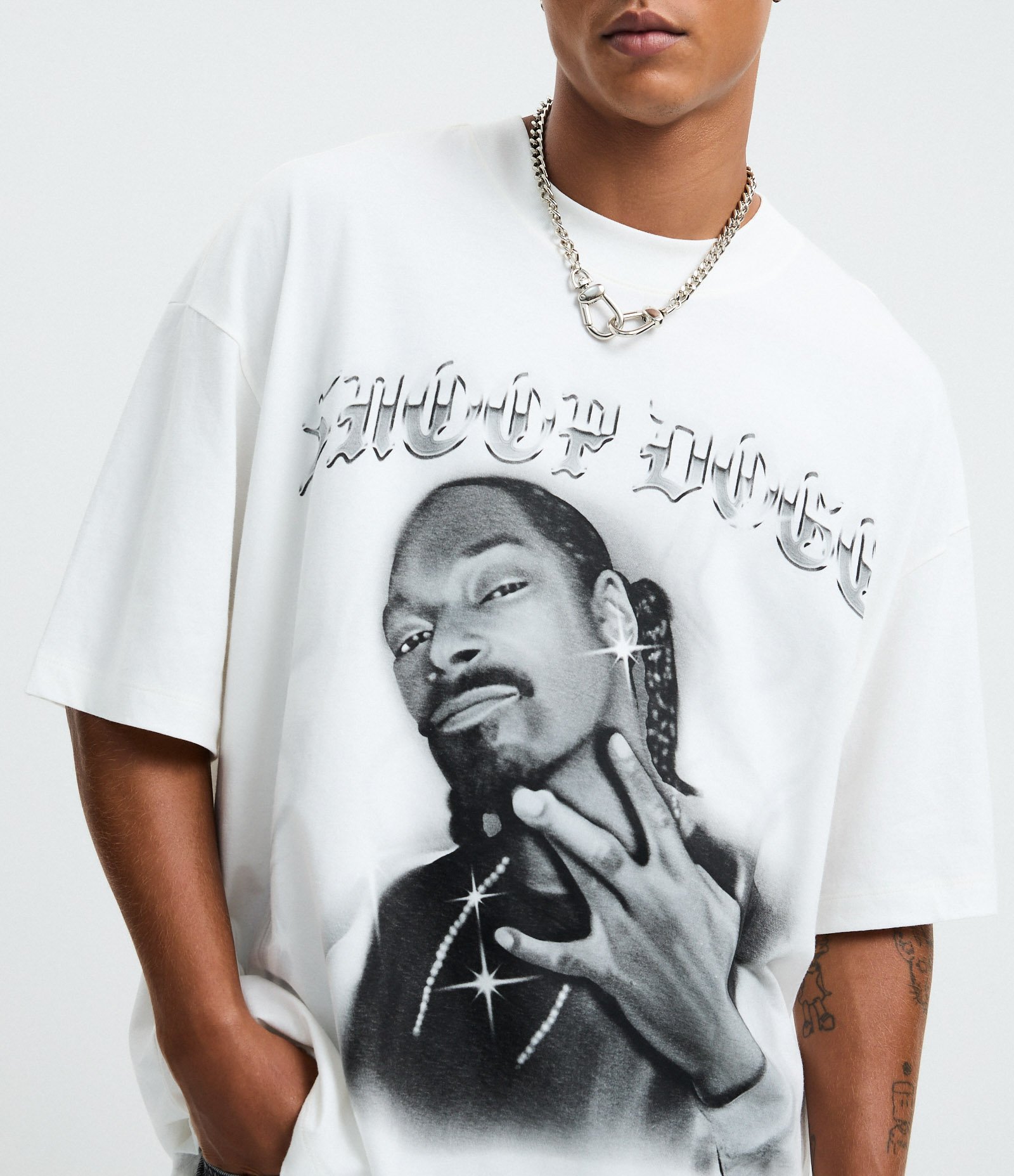 Camiseta Oversized em Algodão com Estampa Snoop Dogg Branco 3