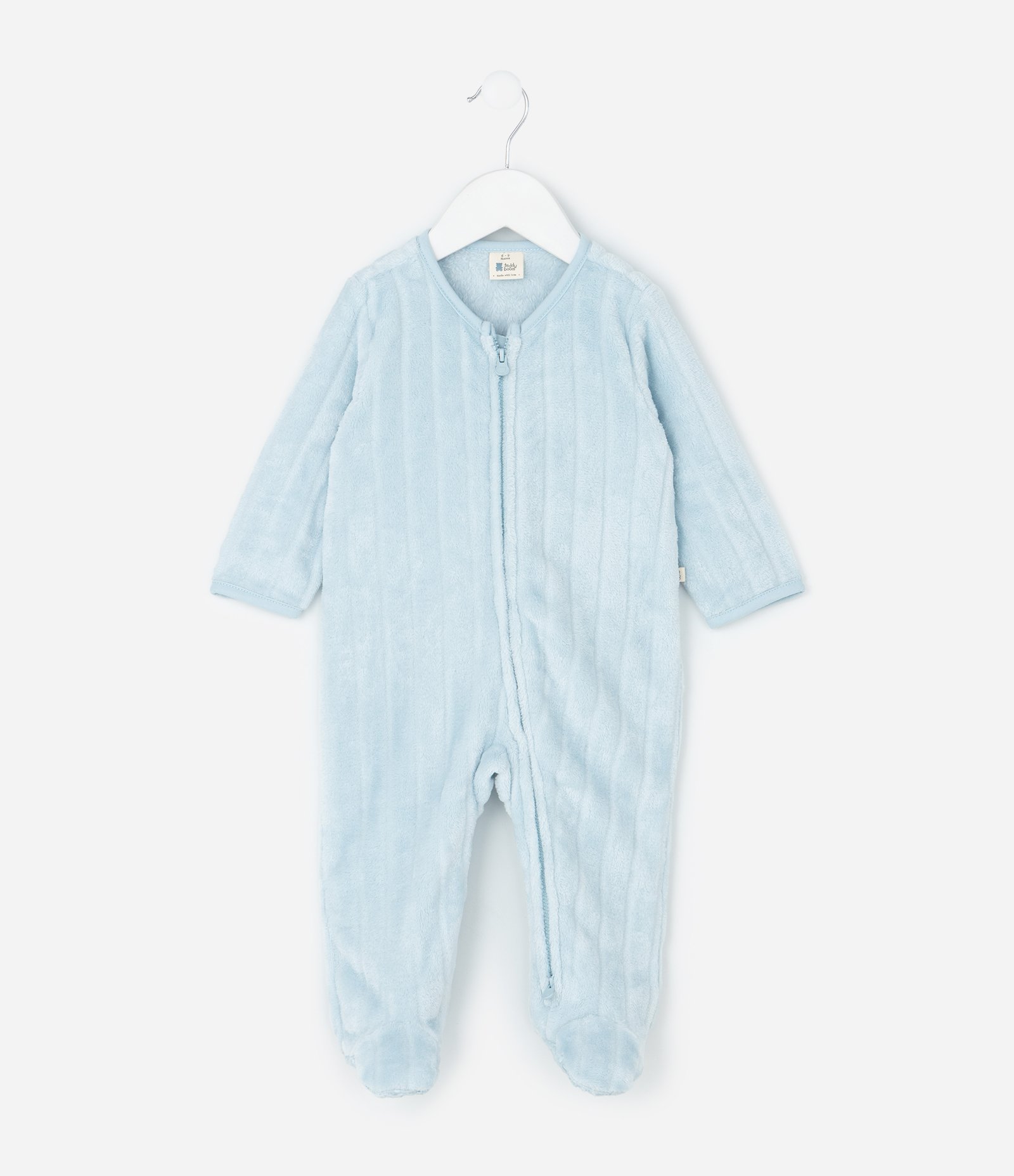Macacão Infantil com Textura Canelada e Zíper – Tam 0 a 24 Meses Azul Bebê 1